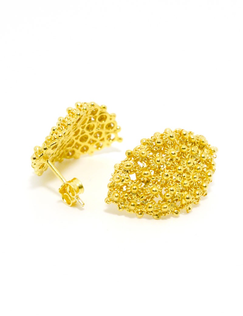Sardinian silver filigree earrings with granettes