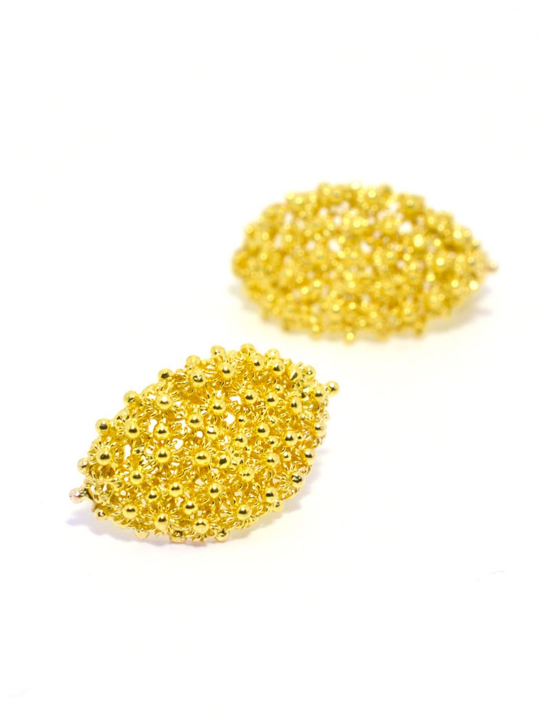 Sardinian silver filigree earrings with granettes