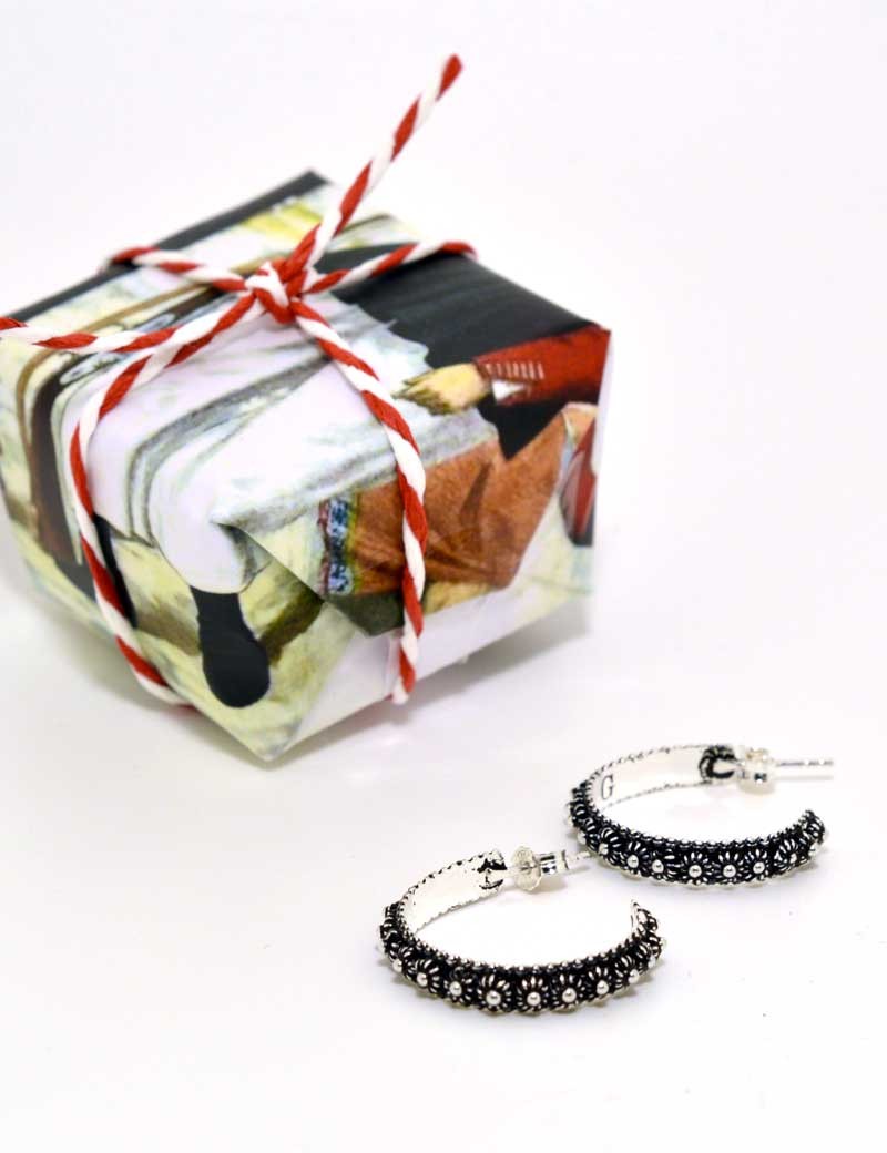 Sardinian filigree silver hoop earrings