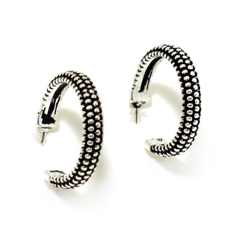 Sardinian filigree silver hoop earrings