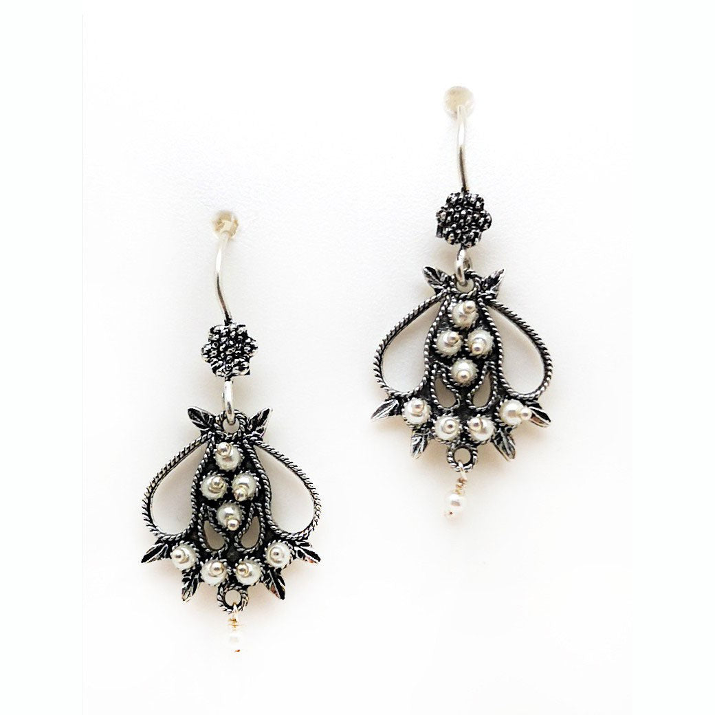 Sardinian filigree silver earrings with beading