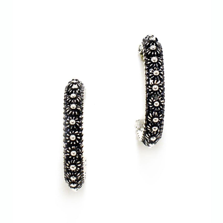 Sardinian filigree silver hoop earrings