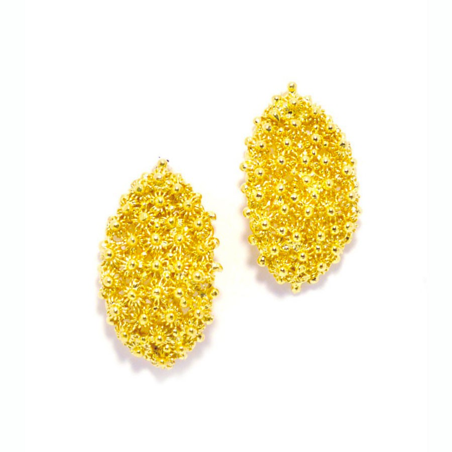 Sardinian silver filigree earrings with granettes