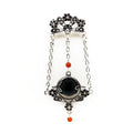 Spilla sarda in filigrana d'argento con kokko e coralli