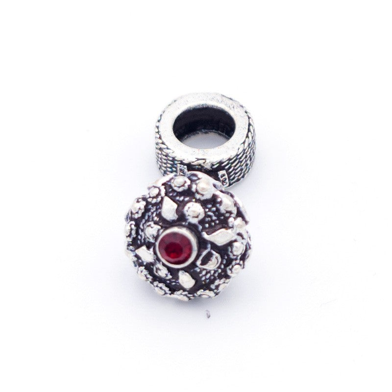 Charm pendente bottone sardo in argento con pietra