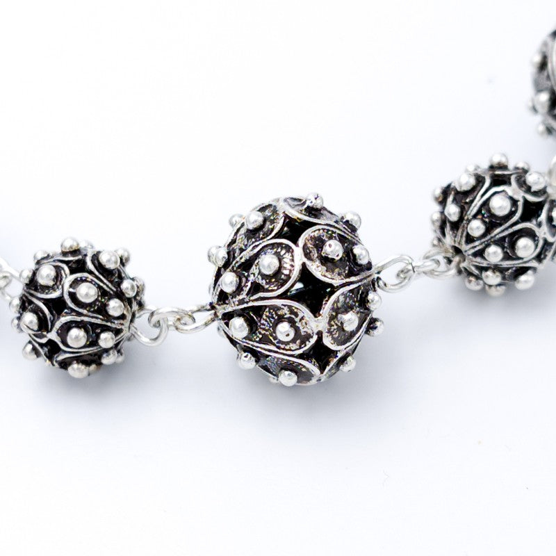 Bracciale  in filigrana d’argento con palline a bottone sardo