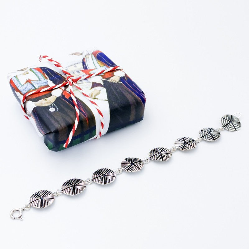 Bracciale sardo "Sa Pintadera" in argento