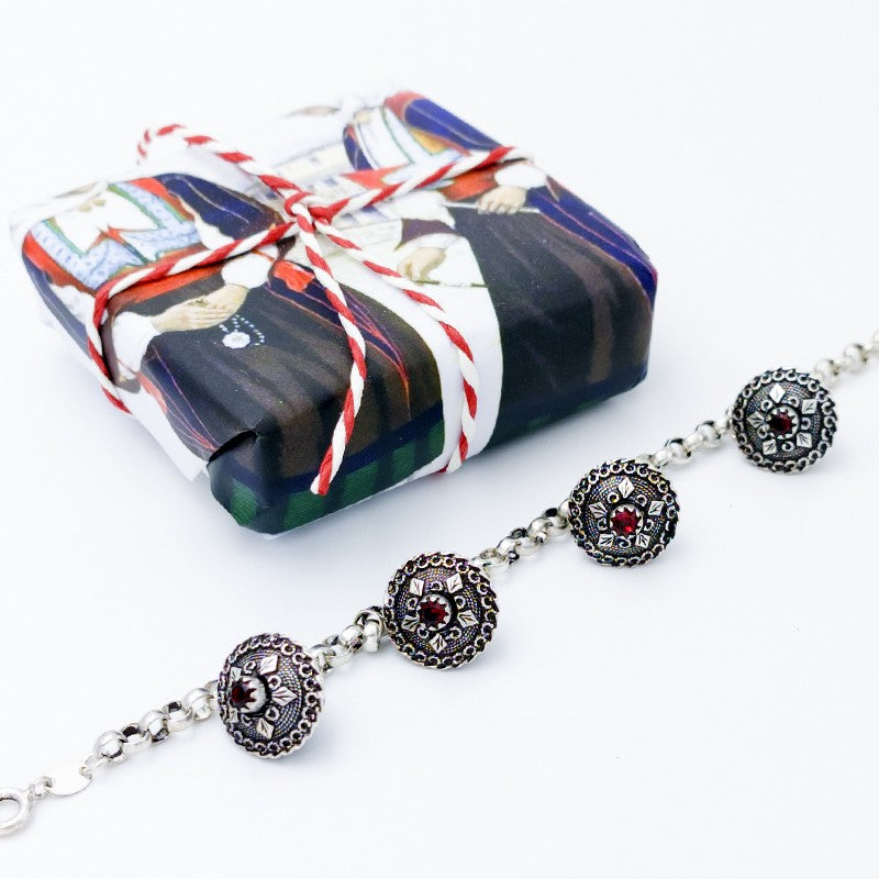 Bracciale sardo in argento con bottoni sardi