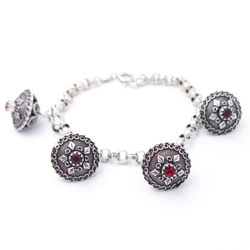 Bracciale sardo in argento con bottoni sardi