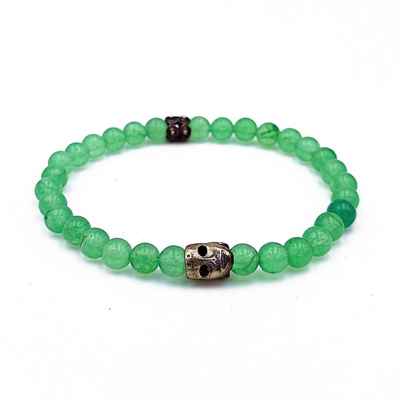Bracciale elastico con pietra Avventurina e maschera sarda in argento