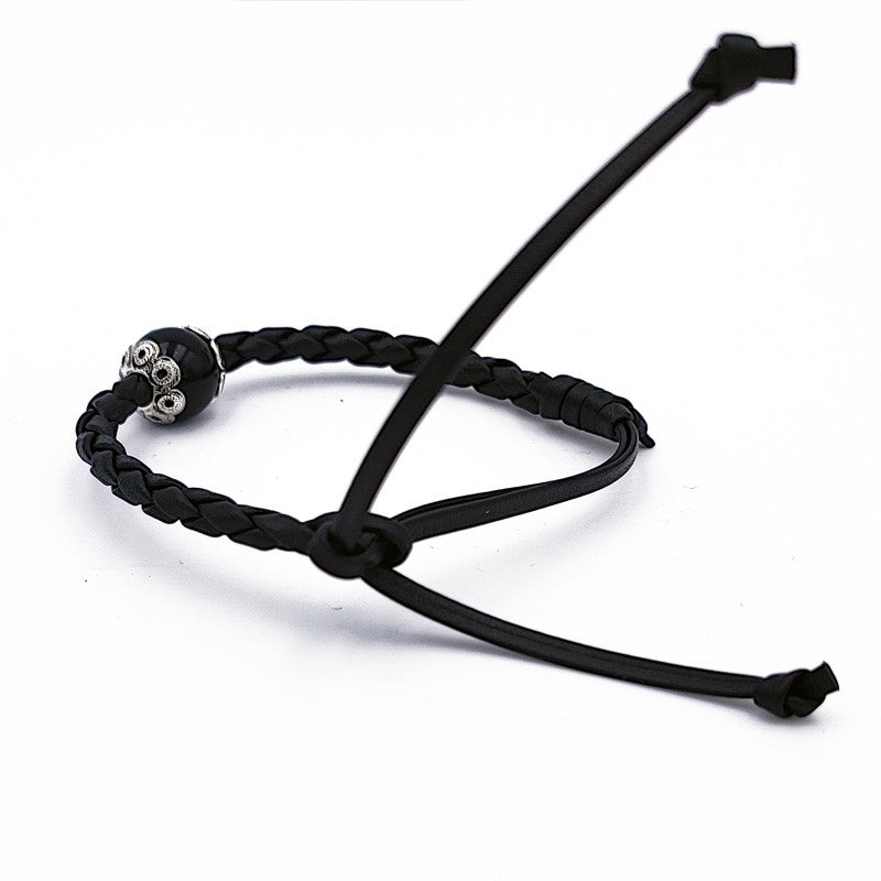 Bracciale "scooby" in pelle con Kokkos e filigrana d'argento