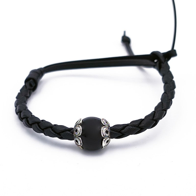 Bracciale "scooby" in pelle con Kokkos e filigrana d'argento