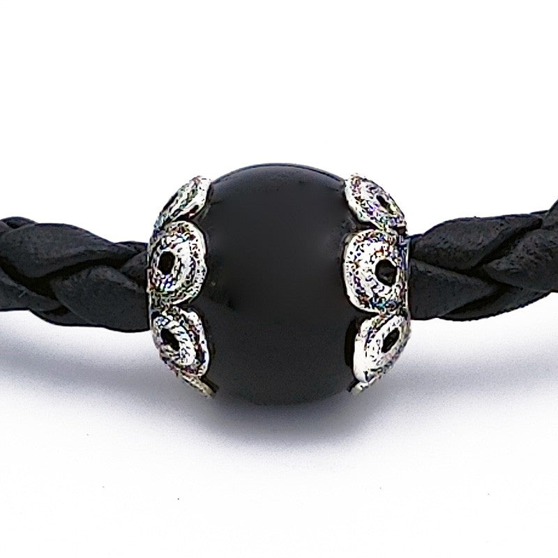 Bracciale "scooby" in pelle con Kokkos e filigrana d'argento