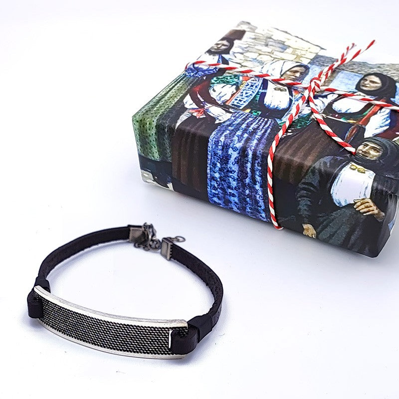 Bracciale sardo in cuoio e argento