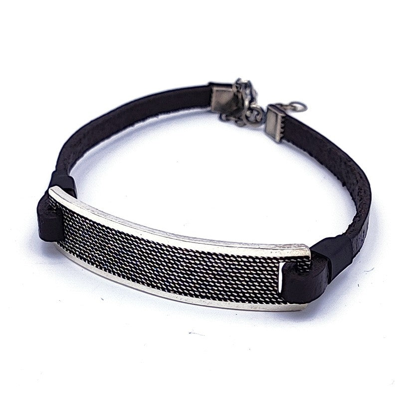 Bracciale sardo in cuoio e argento
