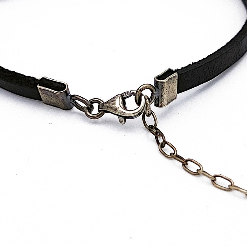 Bracciale sardo in cuoio e filigrana d'argento