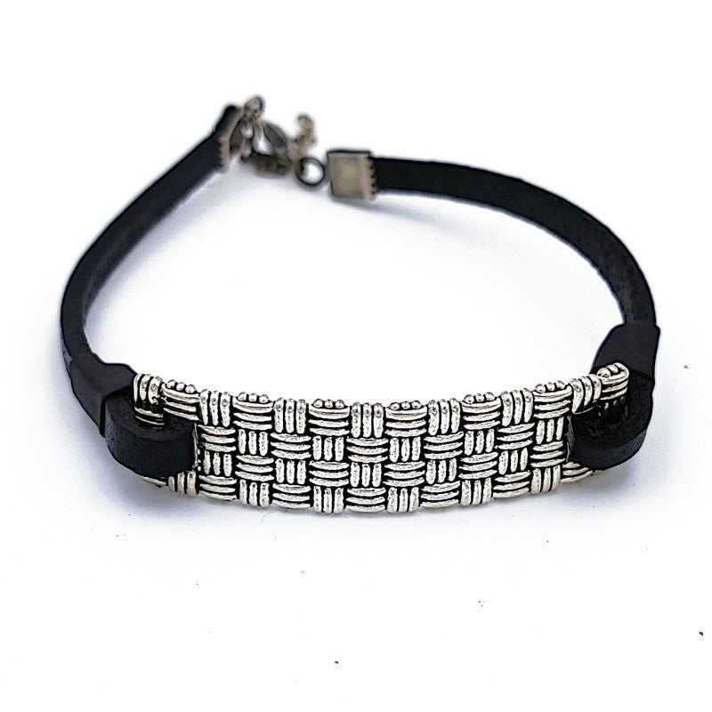 Bracciale sardo in cuoio e filigrana d'argento