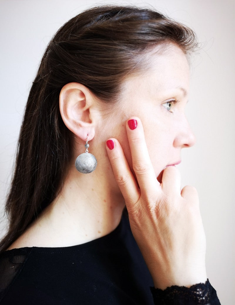Sardinian silver corbula earrings