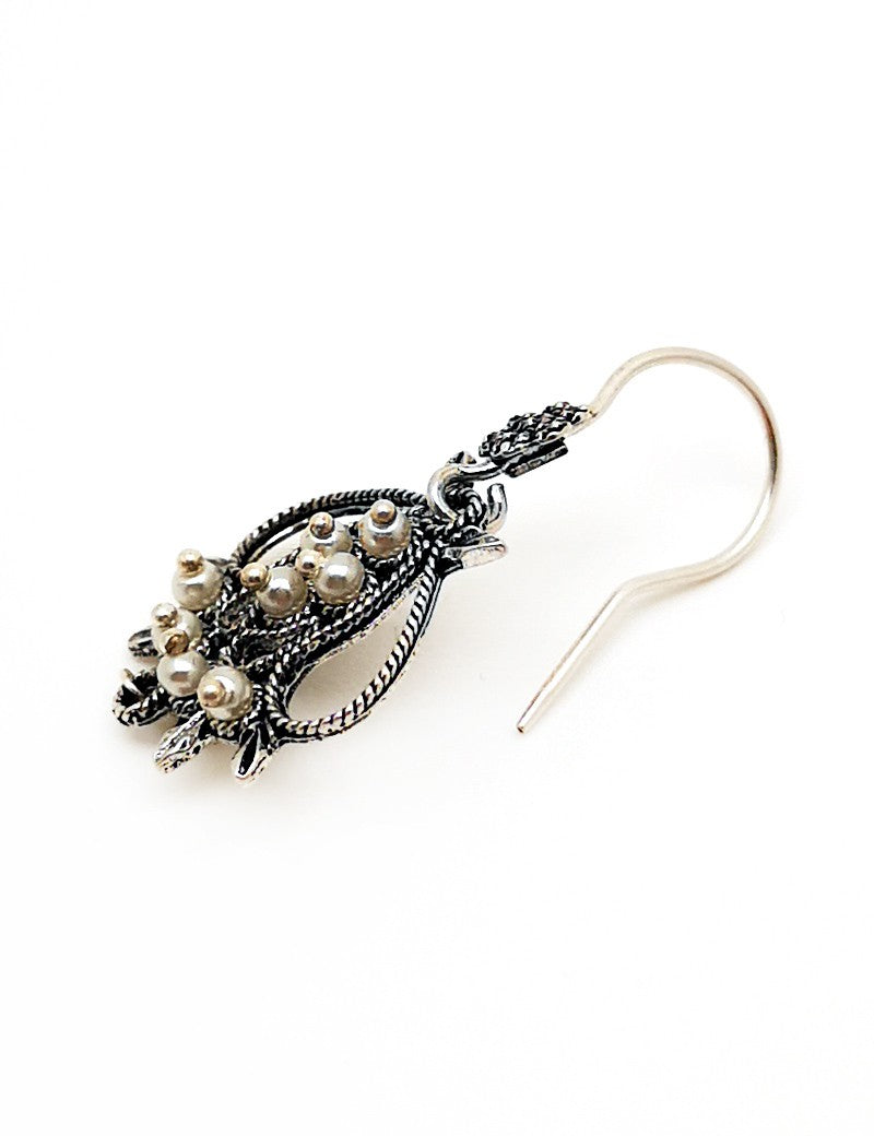 Sardinian filigree silver earrings with beading
