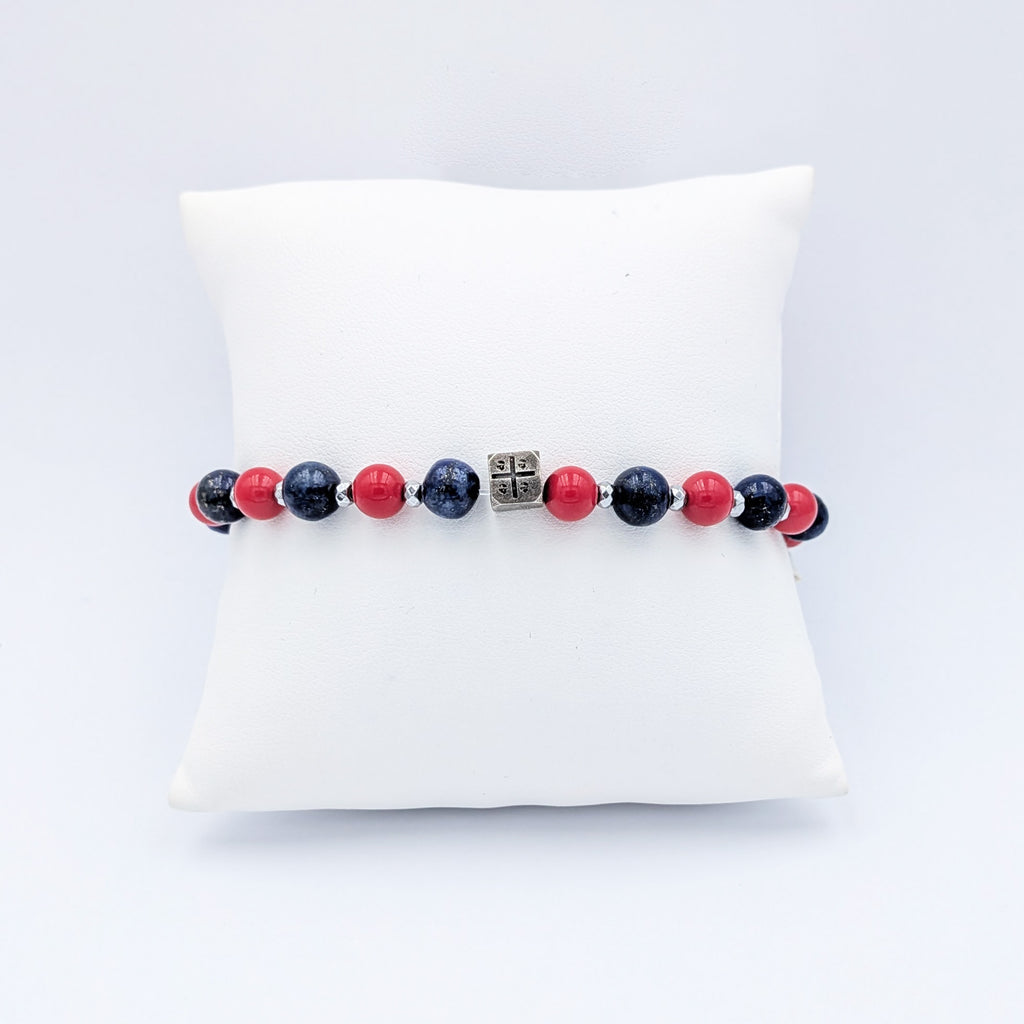 Bracciale elastico Cagliari con pietre dure e inserto 4 Mori in argento