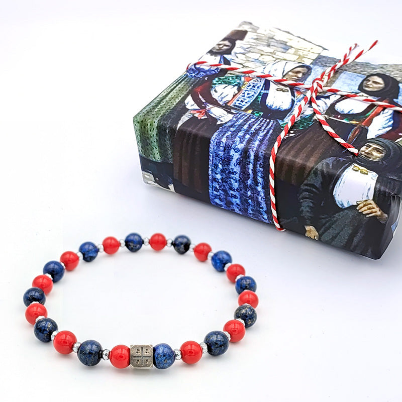 Bracciale elastico Cagliari con pietre dure e inserto 4 Mori in argento
