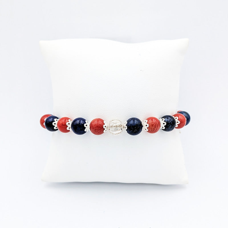 Bracciale elastico Cagliari con pietre dure e inserti in filigrana d'argento