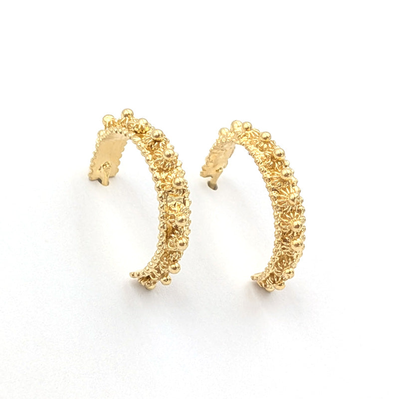 Sardinian filigree silver hoop earrings