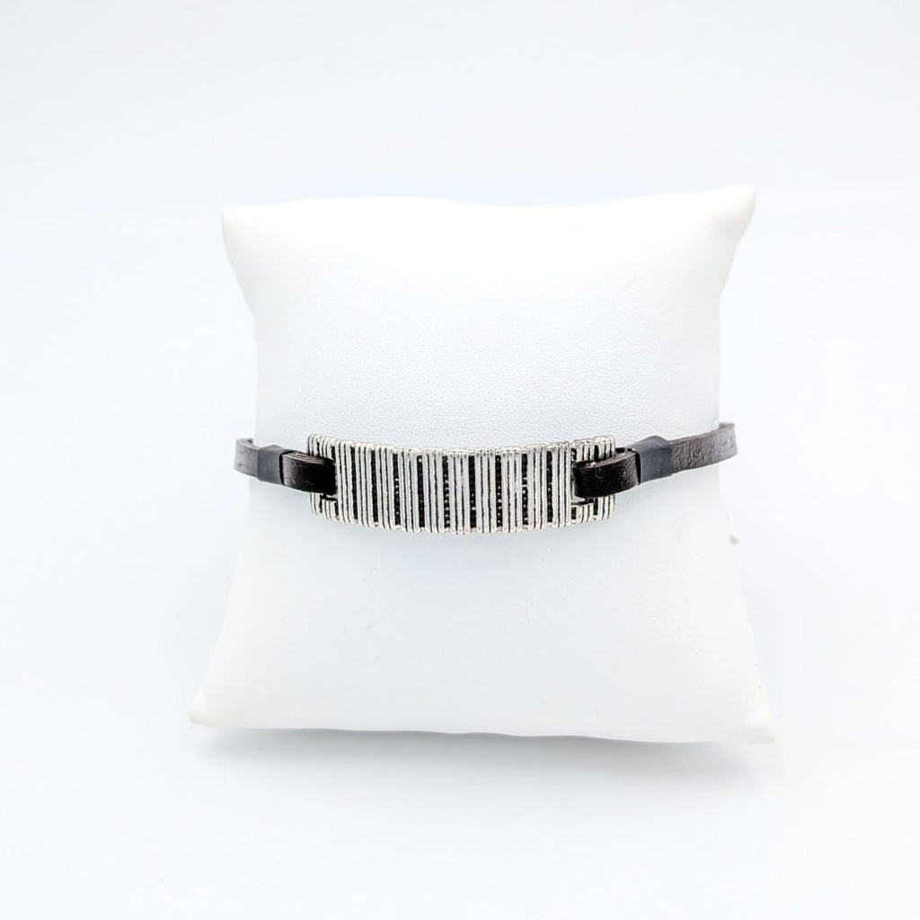 Sardinian leather and silver bracelet