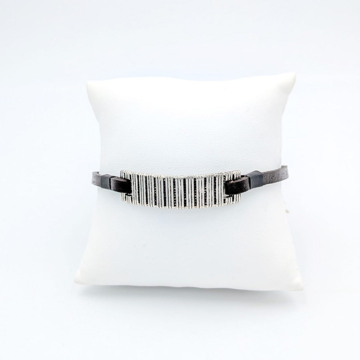 Sardinian leather and silver bracelet